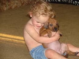 Kid Hugging dog